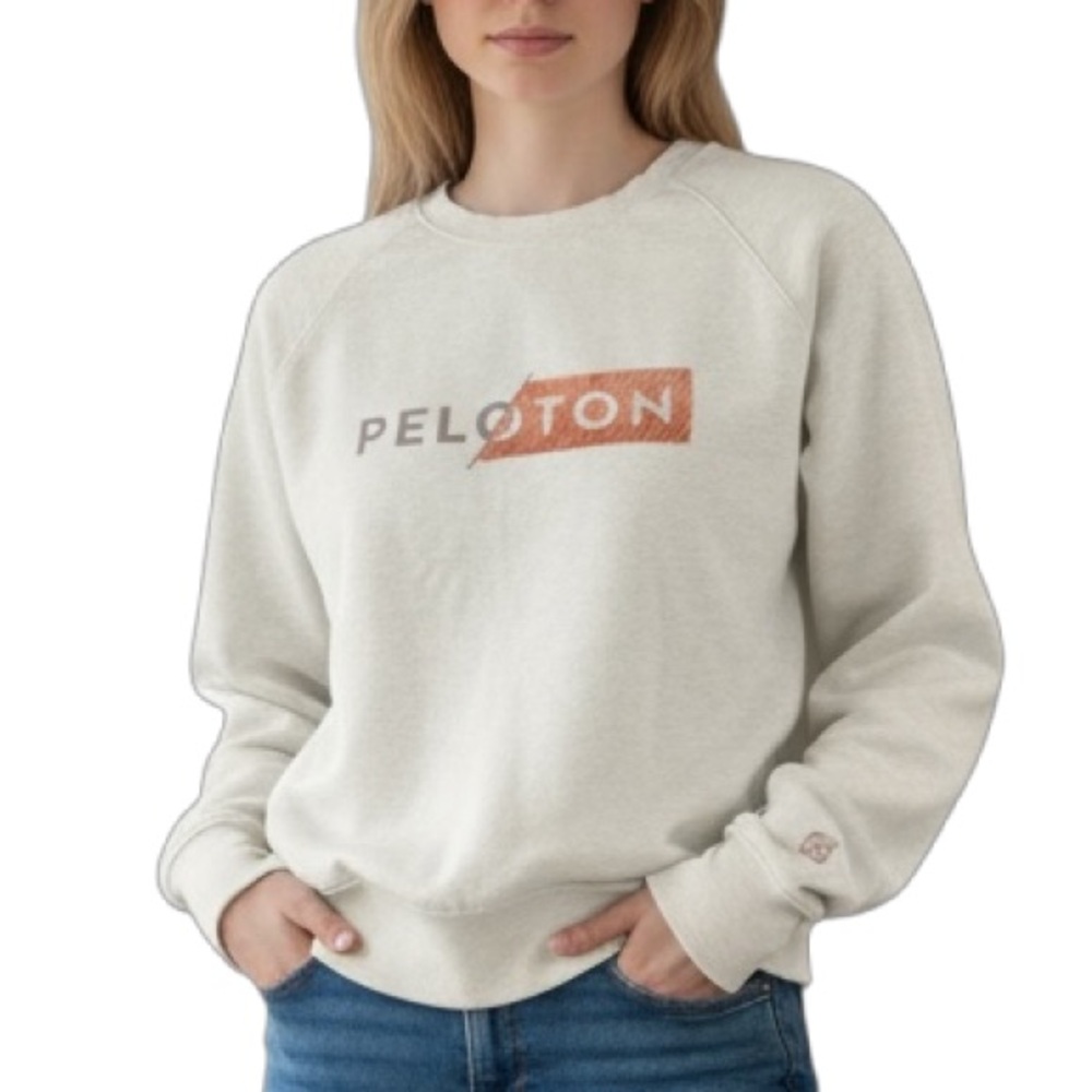 Peloton Cream Crewneck Sweatshirt Women's Size M Cozy Athleisure